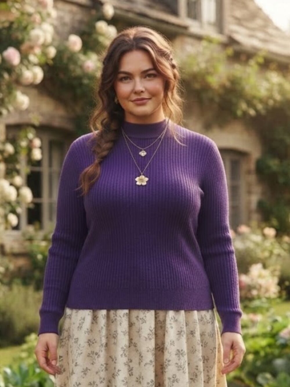 Northern Reflections Purple Ribbed Mock Neck Sweater NWT XXL